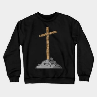 Wooden cross on a hill Crewneck Sweatshirt